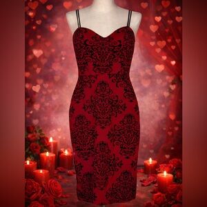 Elegant Red and Black Patterned Dress